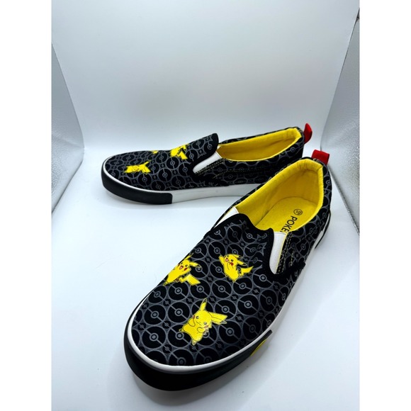 Pokemon Other - Pokemon Poké Ball Men's 10 Sneakers Gray Black Pikachu Slip On Skateboard Shoes